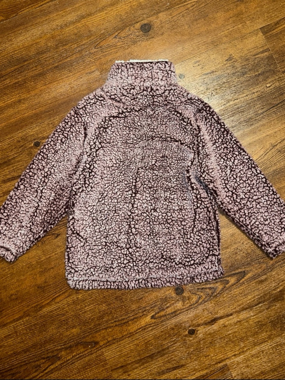 Kids Sherpa Plush Quarter-Zip Cozy Pullover - Dusty Mauve Size 9/10T - Picture 2 of 7